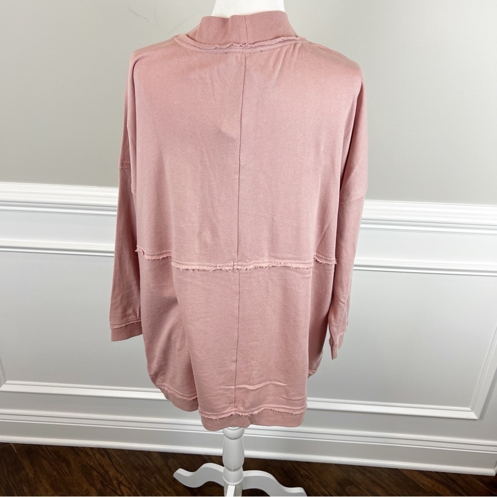 NEW Rose Pink Open Cardigan Sweater size 10 Raw Hem Design with Pockets - Picture 6 of 9